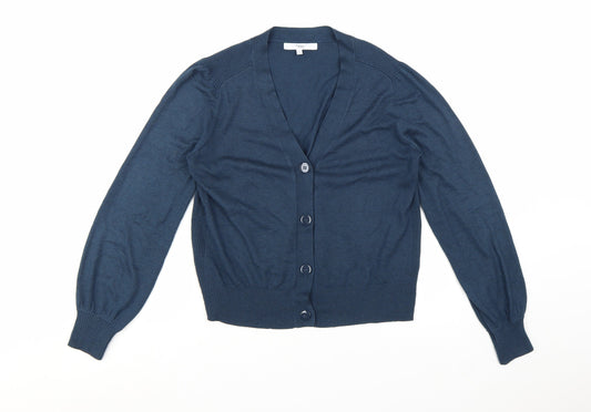 Next Women's Blue Size 12 V-Neck Button Cardigan