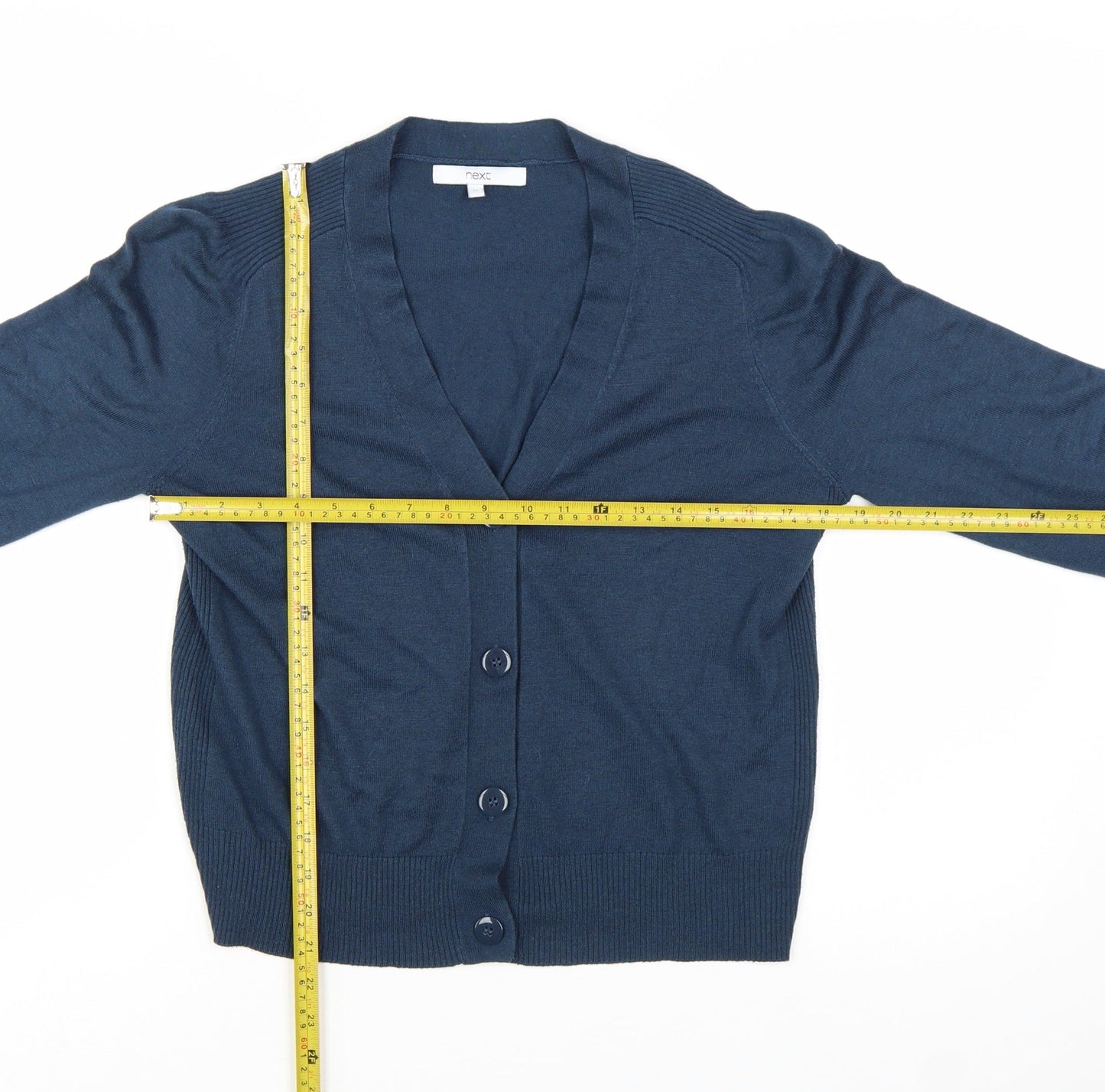 Next Women's Blue Size 12 V-Neck Button Cardigan