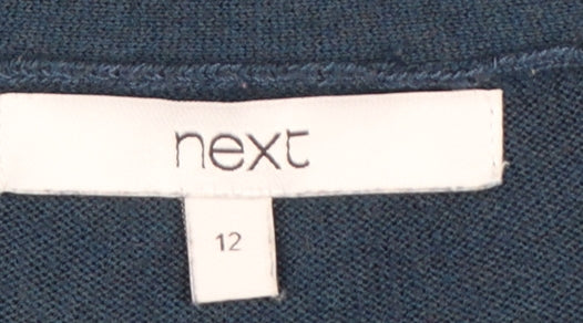 Next Women's Blue Size 12 V-Neck Button Cardigan