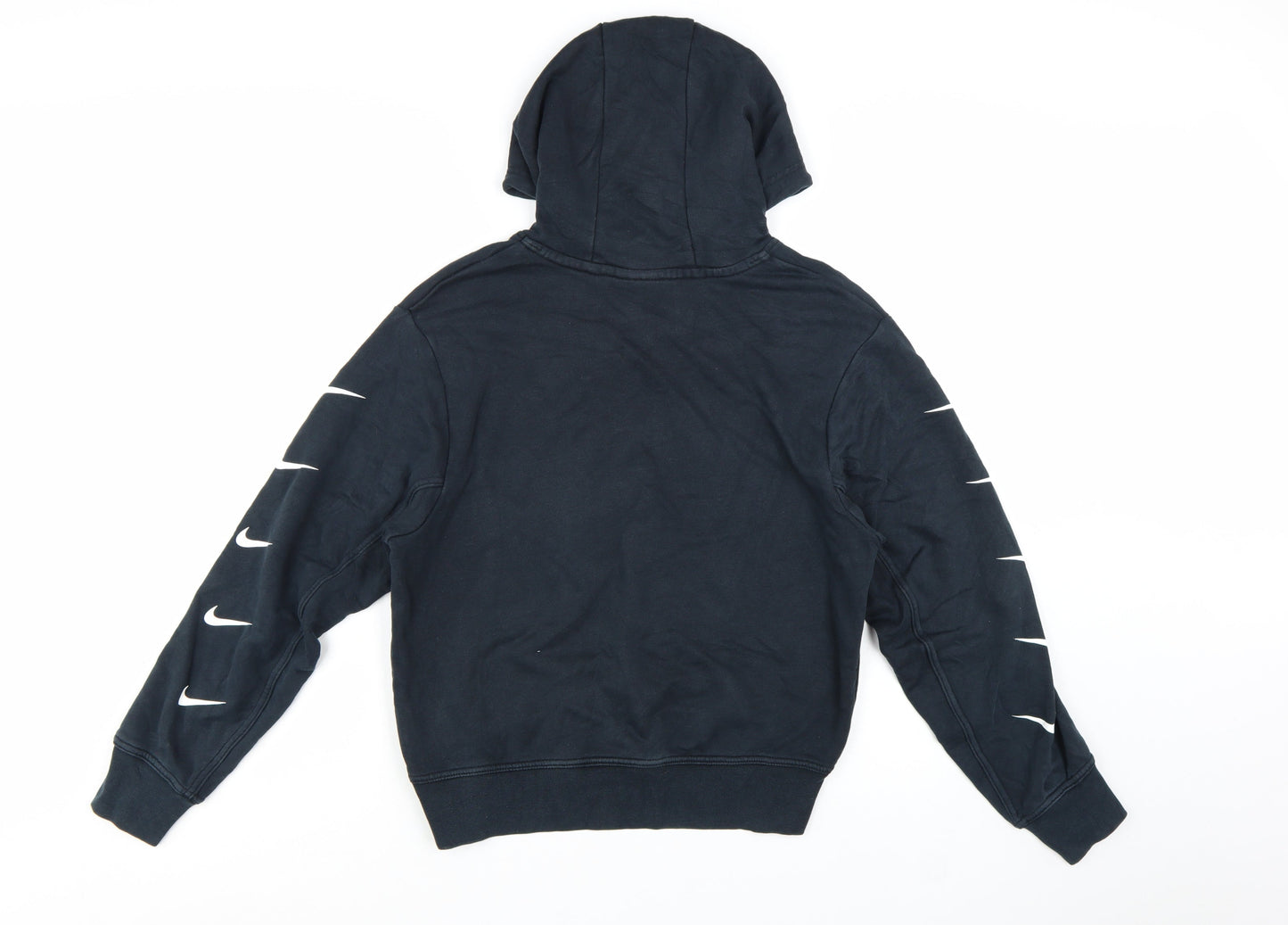Nike Women Black Medium Pullover Hoodie Swoosh Logo Lined Cotton Blend