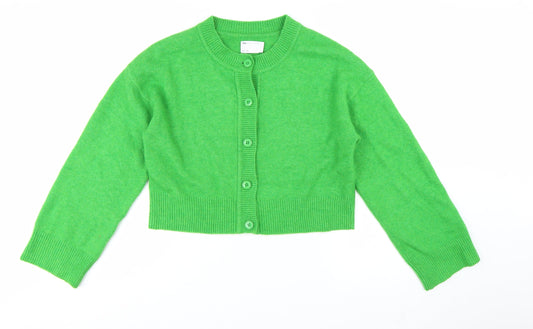 ASOS DESIGN Women's Green Wool Blend Crew Neck Cardigan S