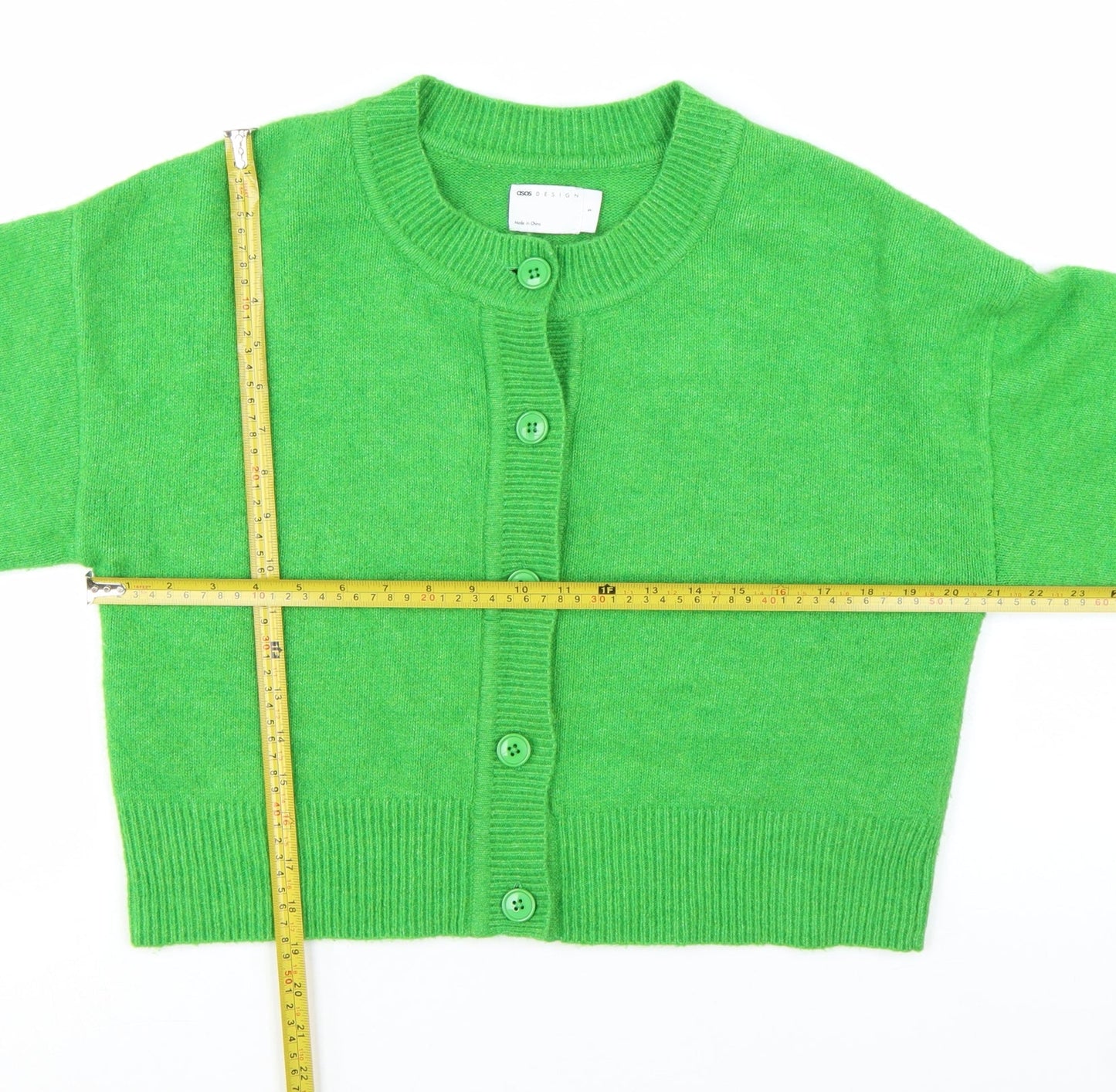 ASOS DESIGN Women's Green Wool Blend Crew Neck Cardigan S