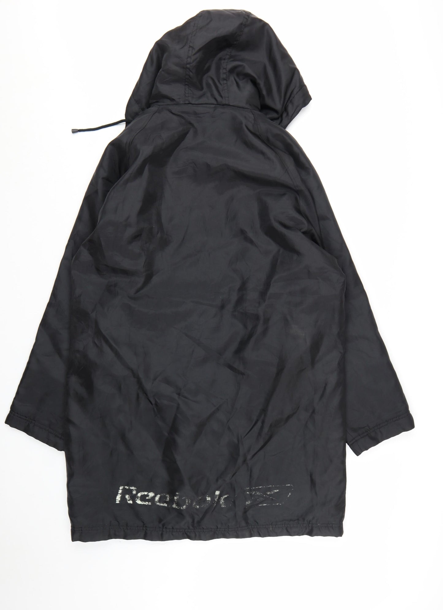 Reebok Men’s Black Hooded Long Parka Coat Size M Lined Winter Jacket