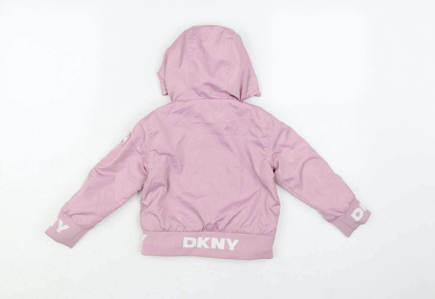 DKNY Girls Pink Hooded Puffer Jacket 24 Months Polyester Winter Coat