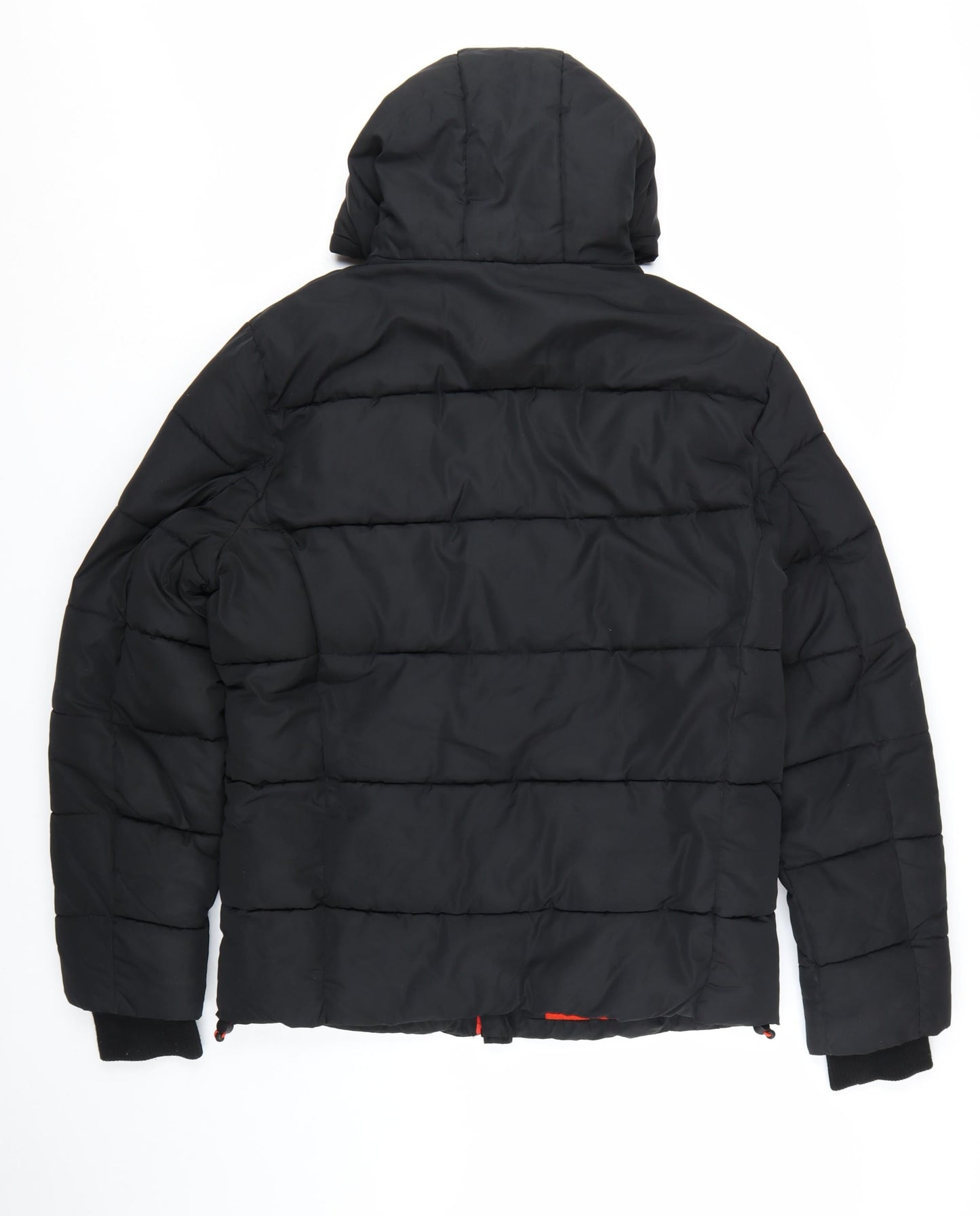 Superdry Men's Black Puffer Jacket Hooded Lined Size L Winter Coat