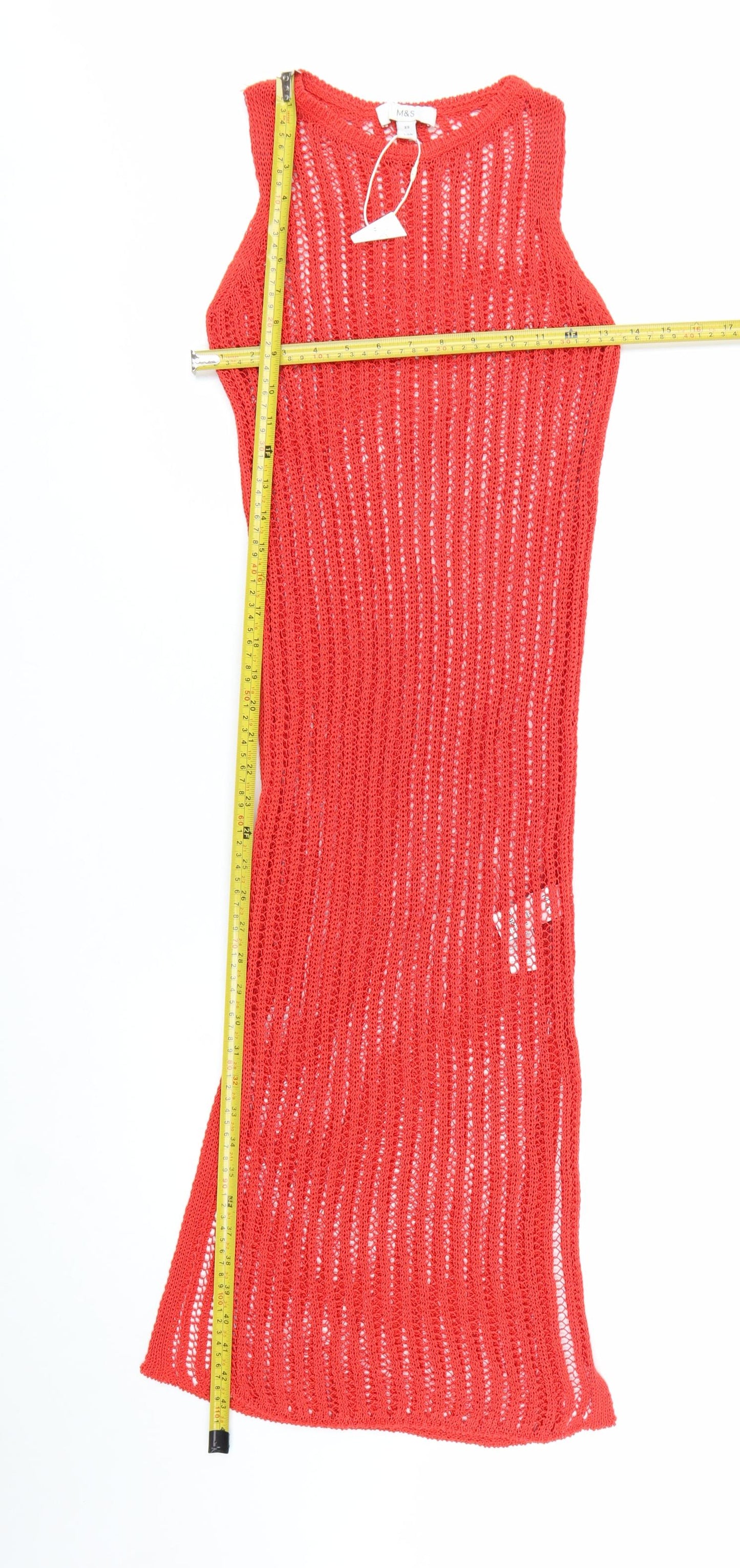 Marks and Spencer Women Red XS Knit Sleeveless Tank Midi Dress