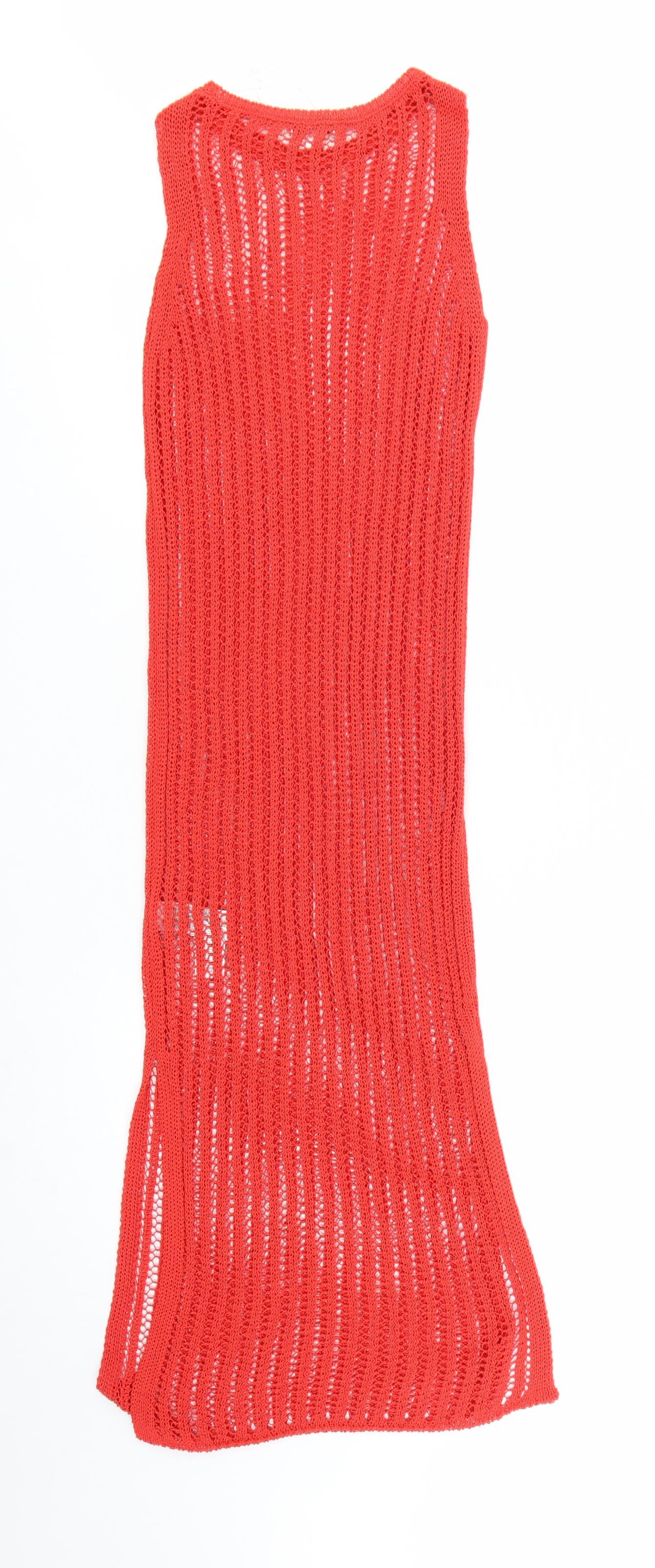 Marks and Spencer Women Red XS Knit Sleeveless Tank Midi Dress