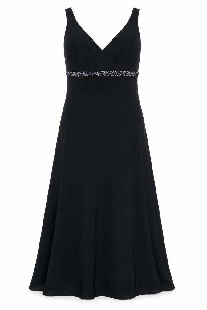 Marks & Spencer Women Black Size 10 A-Line Beaded Long Dress