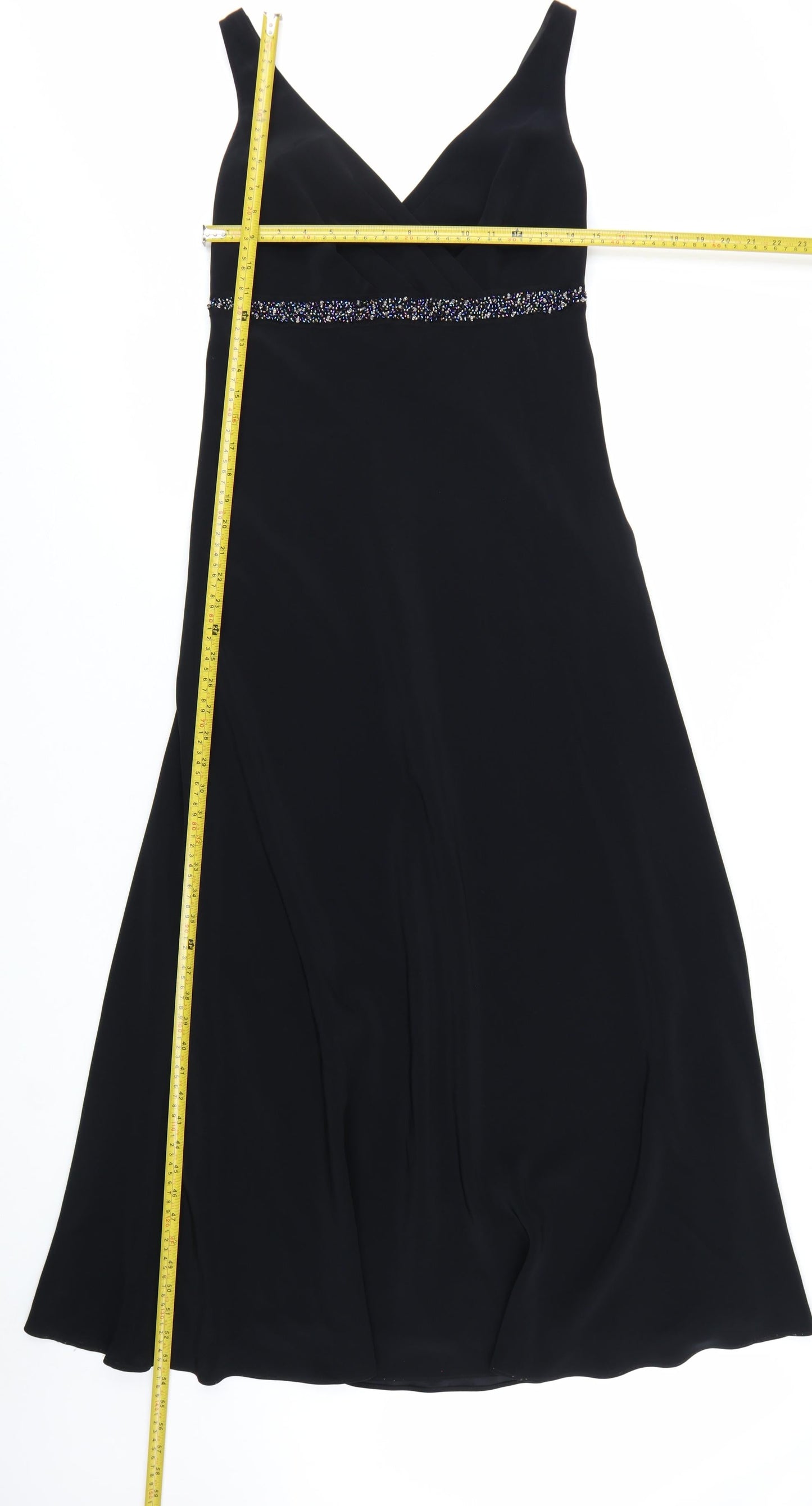 Marks and Spencer Women Black Size 10 A-Line Beaded Long Dress