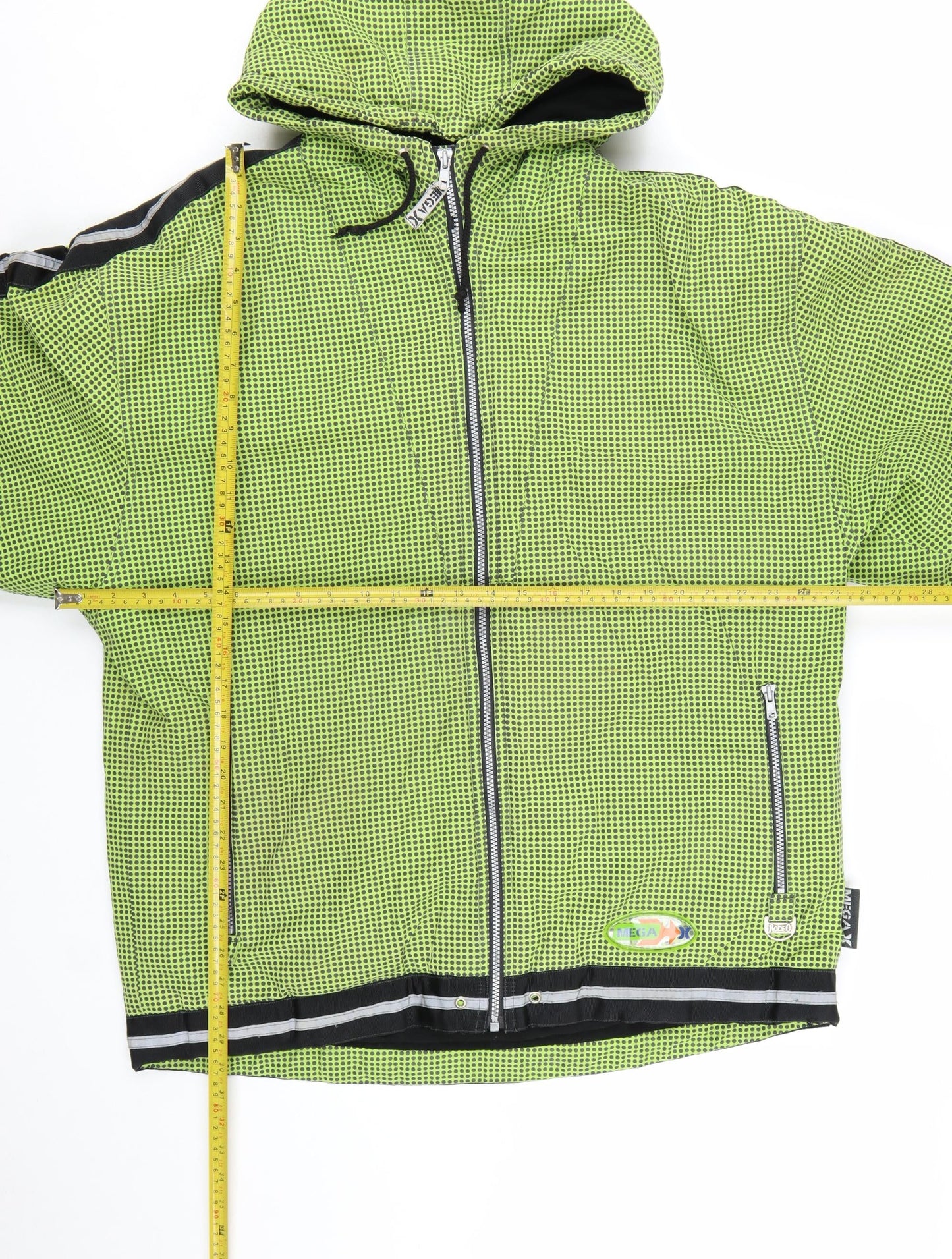 MEGA Men’s Green Hooded Windbreaker Jacket L Outdoor Zip Pockets