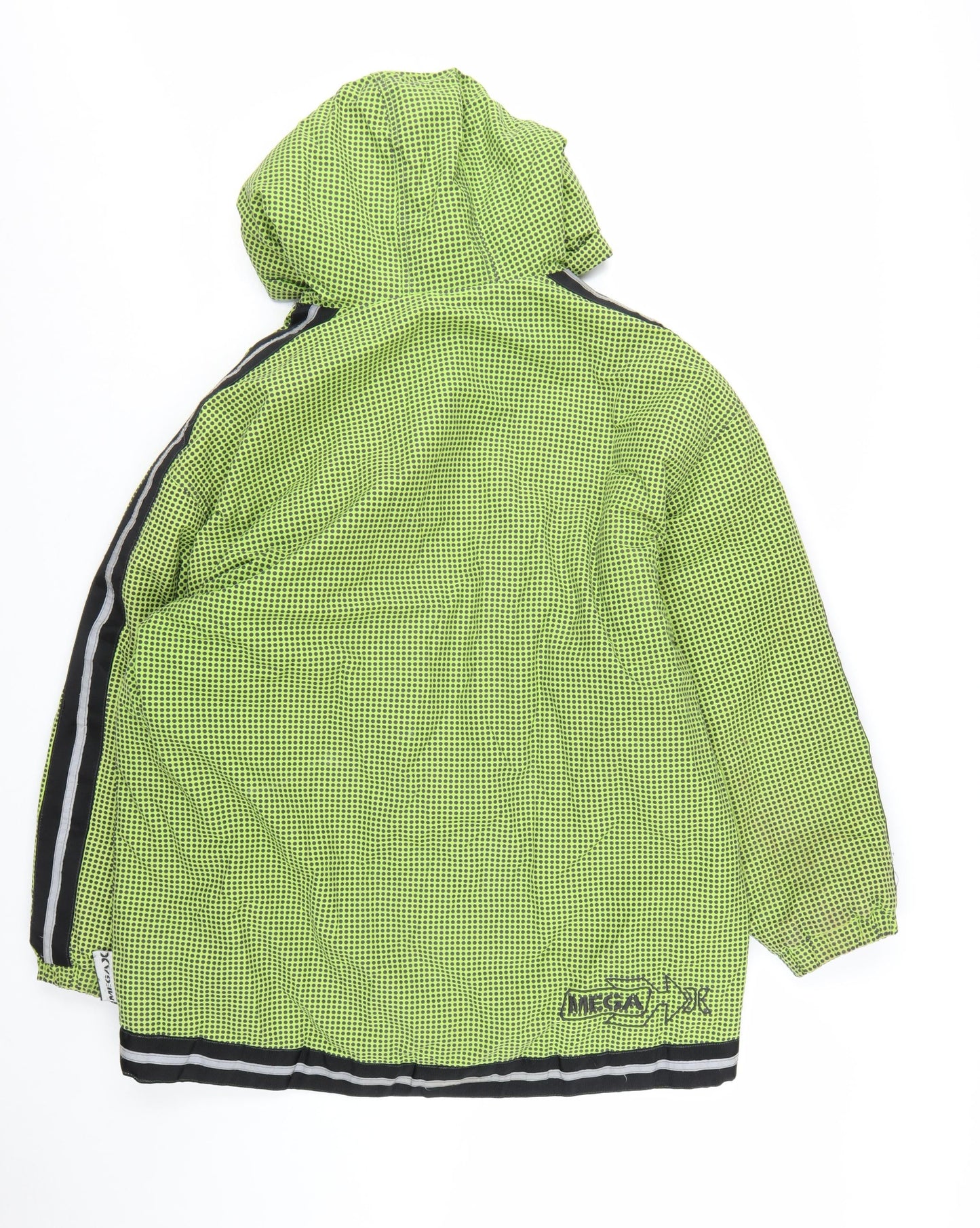 MEGA Men’s Green Hooded Windbreaker Jacket L Outdoor Zip Pockets