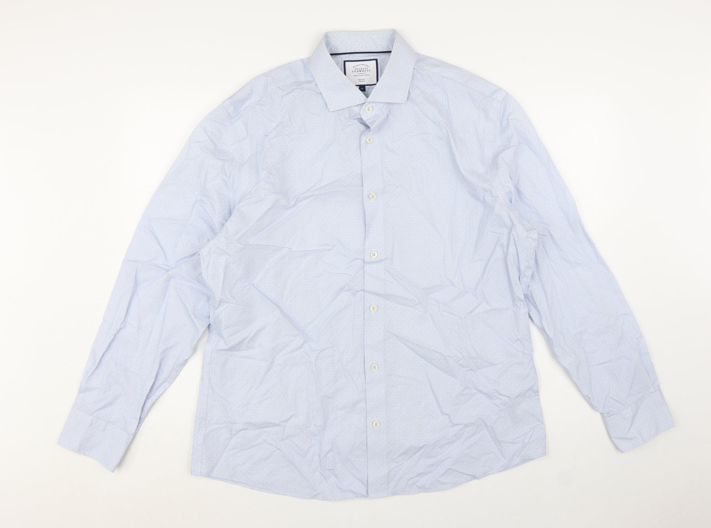 Charles Tyrwhitt Men's Blue XL Slim Fit Non-Iron Dress Shirt