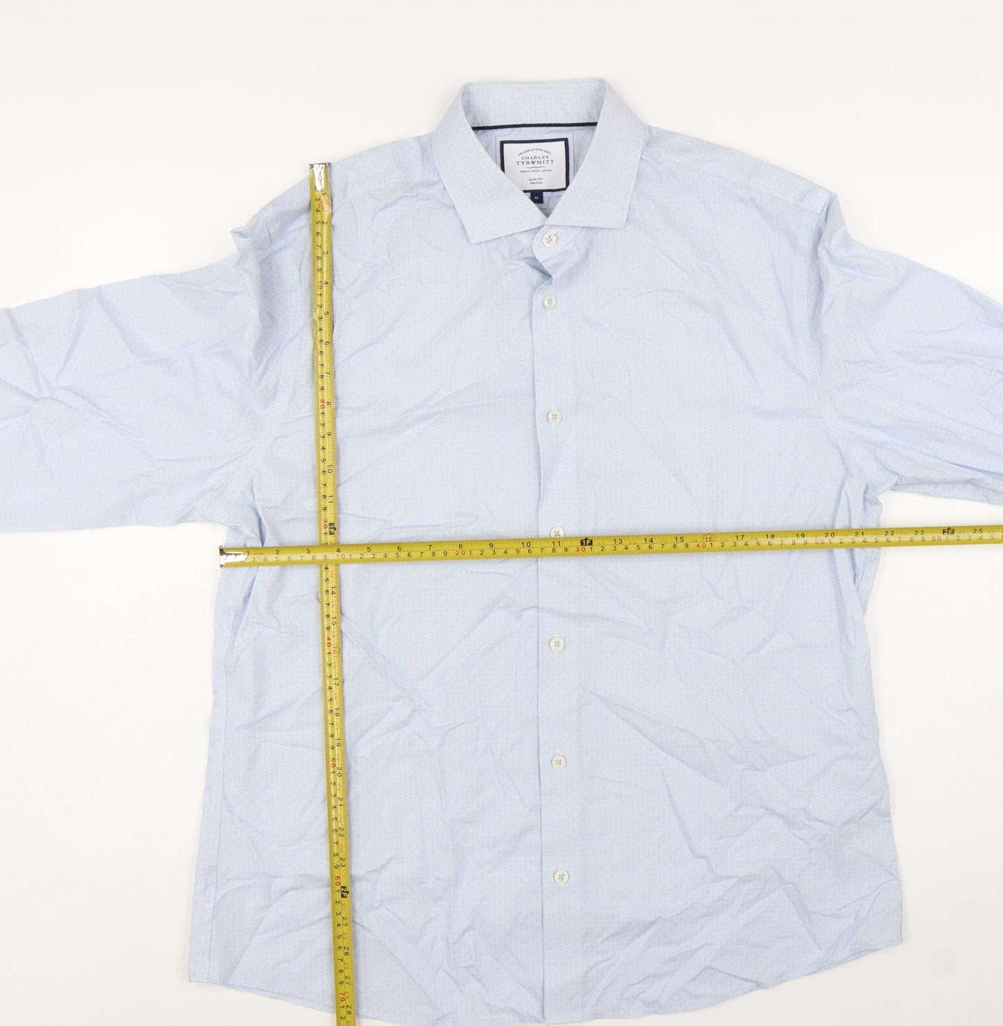 Charles Tyrwhitt Men's Blue XL Slim Fit Non-Iron Dress Shirt