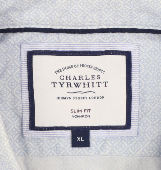 Charles Tyrwhitt Men's Blue XL Slim Fit Non-Iron Dress Shirt
