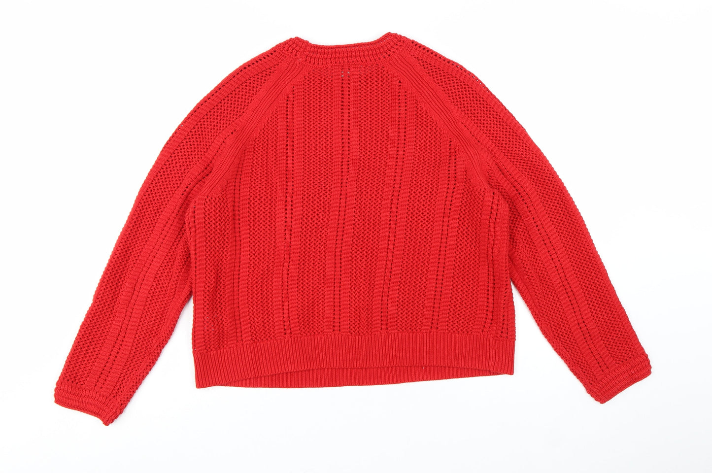 Marks and Spencer Women Red Chunky Knit Cotton Jumper Size M