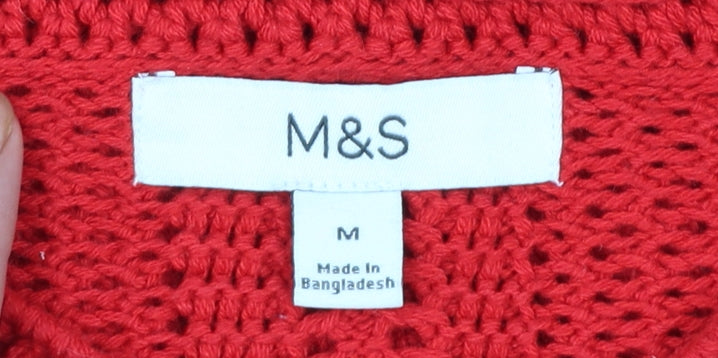 Marks and Spencer Women Red Chunky Knit Cotton Jumper Size M