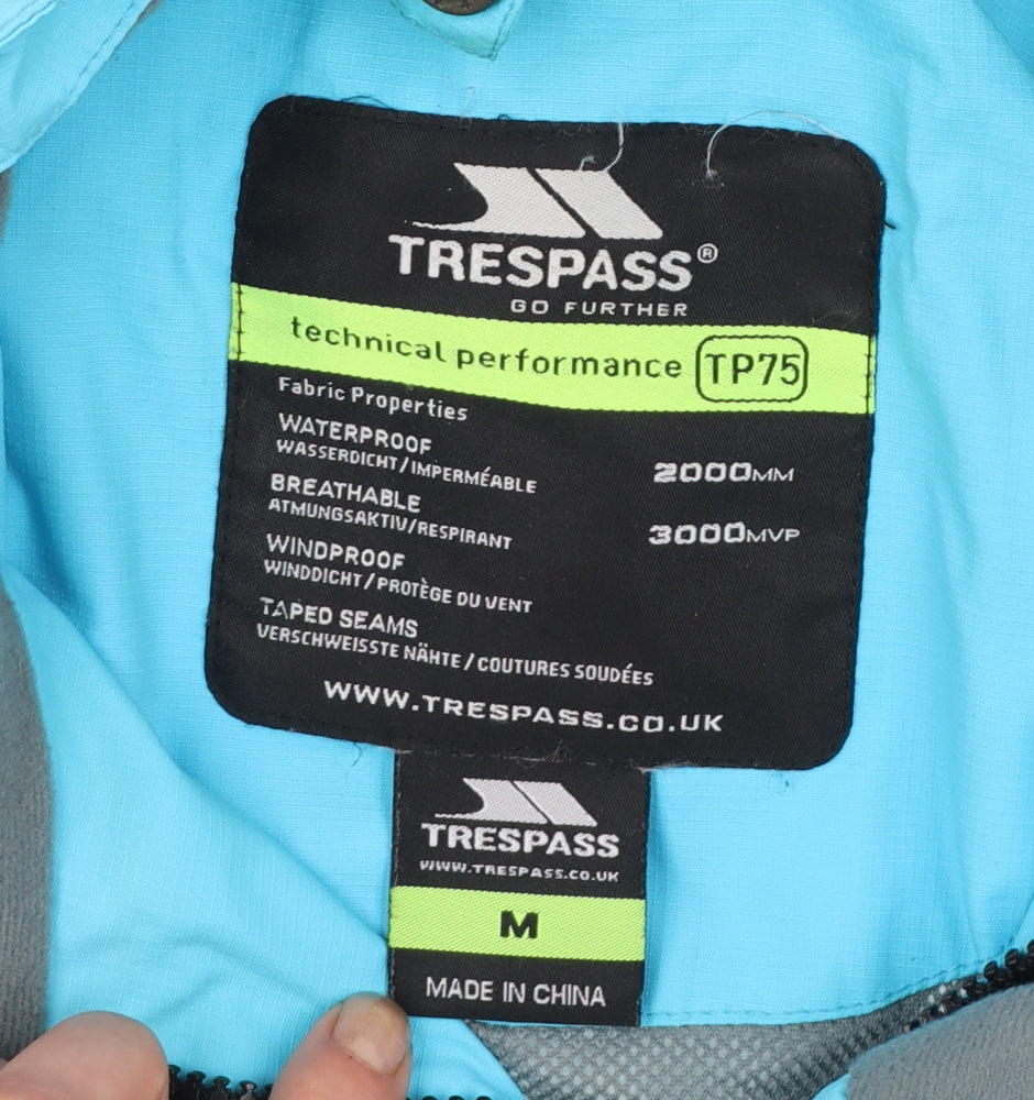 Trespass Women Blue Waterproof Ski Jacket M Hooded Windproof