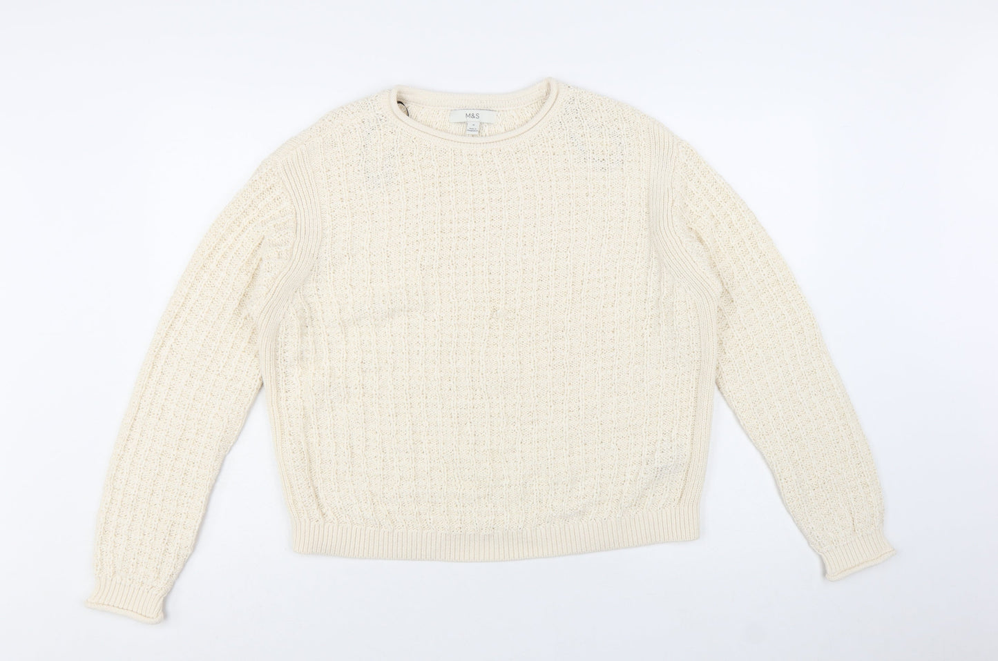 Marks and Spencer Womens Ivory M Chunky-Knit Cotton Jumper