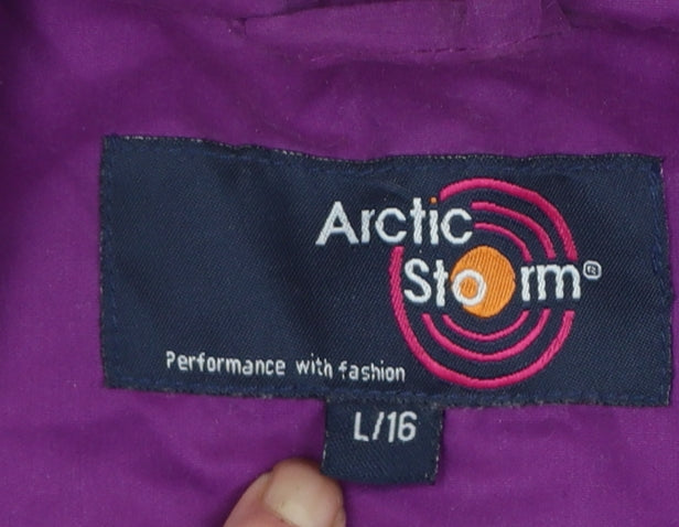 Arctic Storm Women's Purple Waterproof Hooded Parka Jacket Size 16
