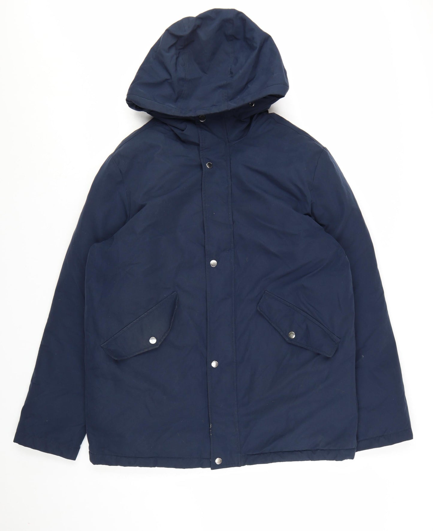Jack & Jones Men’s Blue Hooded Parka Jacket Size L Polyester