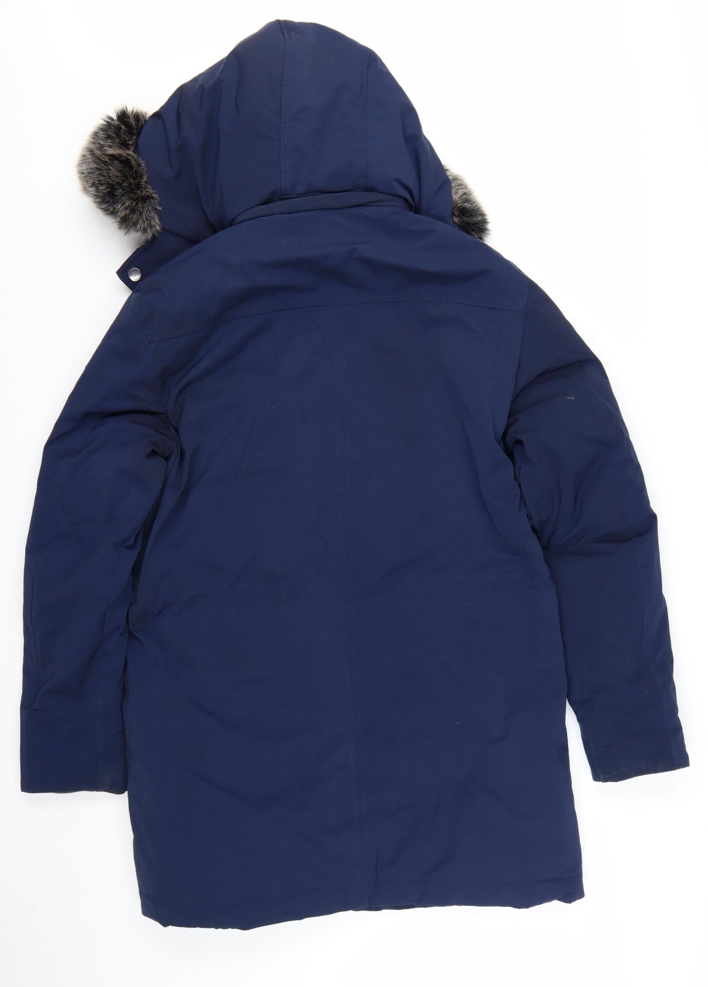 Guess Men's Blue XL Down Parka Coat with Faux Fur Hood