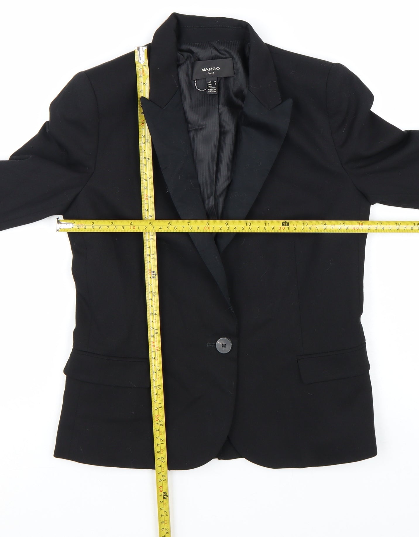 Mango Women's Black Single-Breasted Suit Jacket Size 6 Tailored Blazer