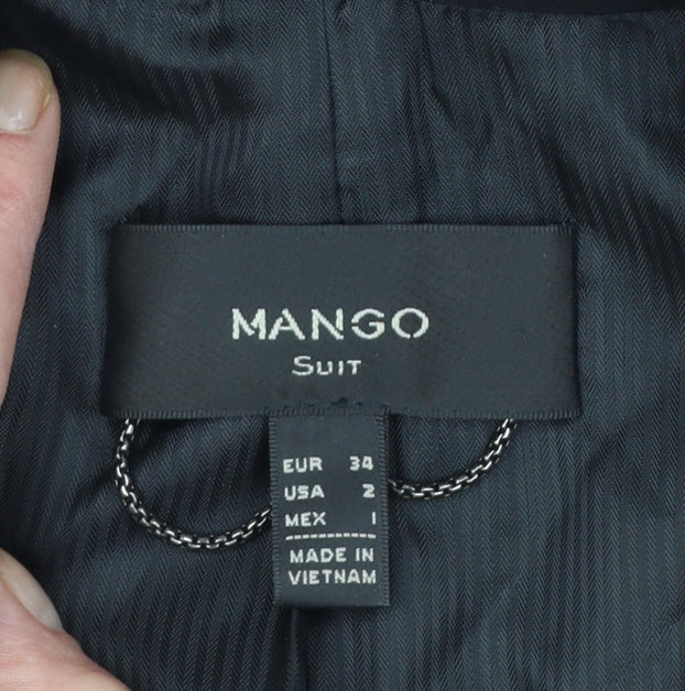 Mango Women's Black Single-Breasted Suit Jacket Size 6 Tailored Blazer