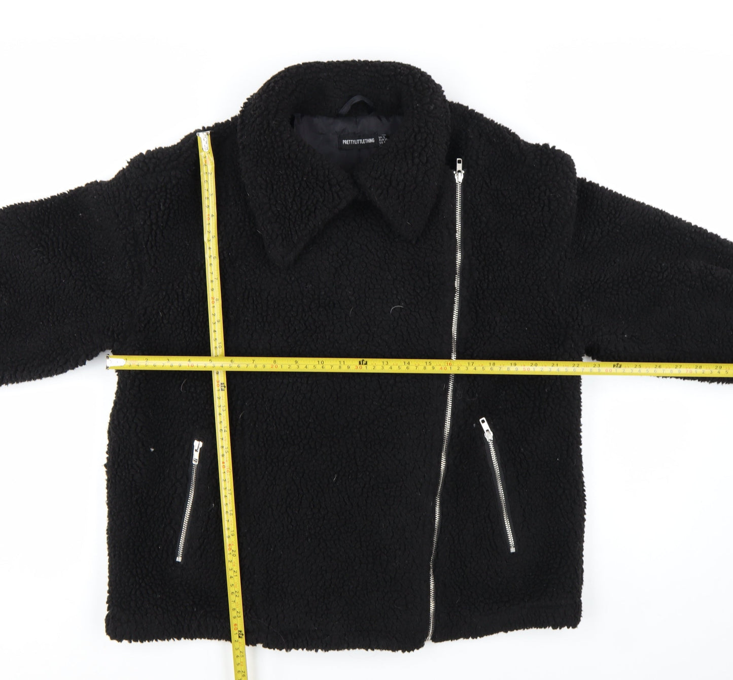 PrettyLittleThing Women Black Size 10 Biker Fleece Zip Jacket