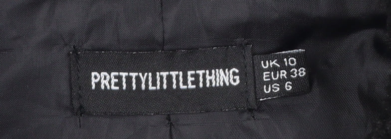 PrettyLittleThing Women Black Size 10 Biker Fleece Zip Jacket