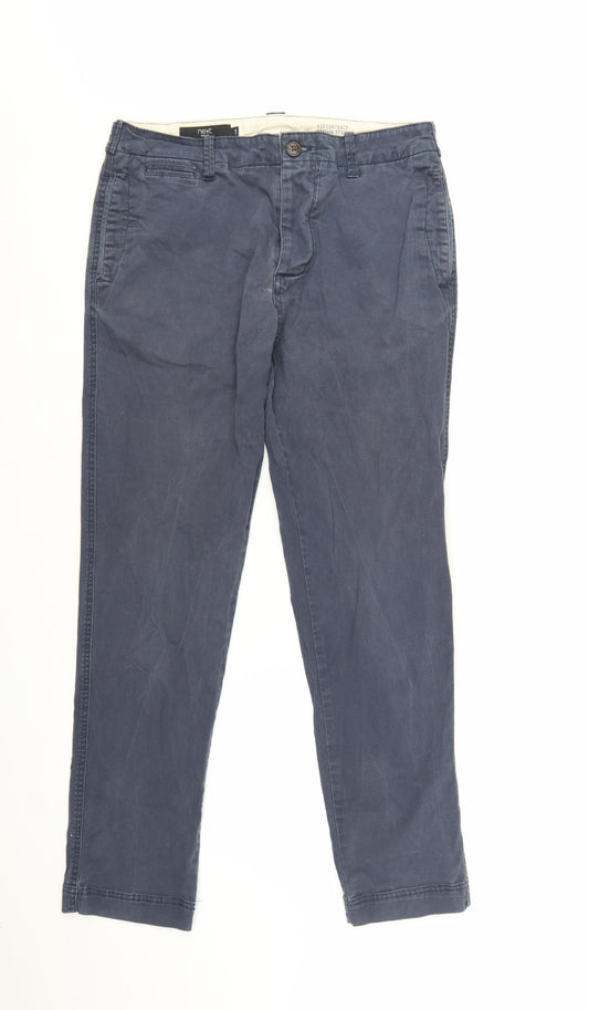 Next Men's Blue Slim Fit Chino Trousers 32R Cotton Blend