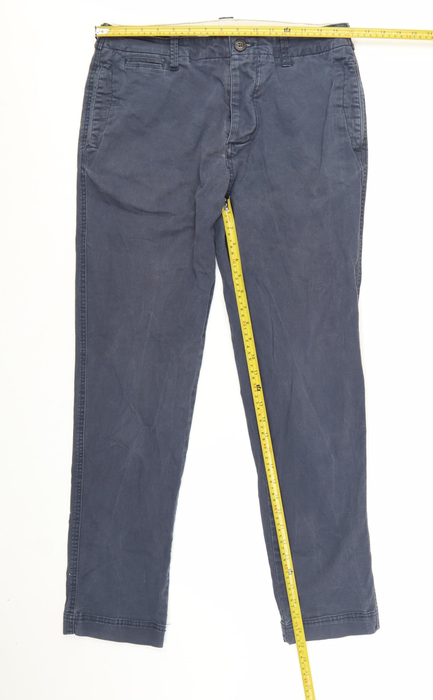 Next Men's Blue Slim Fit Chino Trousers 32R Cotton Blend