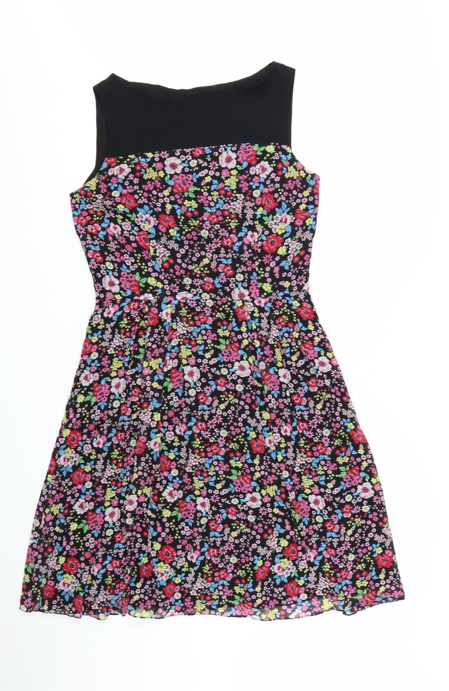 Laura Ashley Womens Multicoloured Floral Fit & Flare Silk Dress UK 12