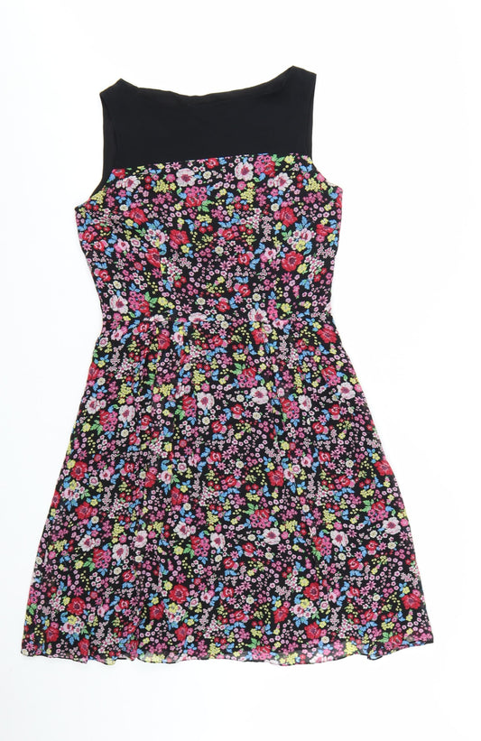 Laura Ashley Womens Multicoloured Floral Fit & Flare Silk Dress UK 12