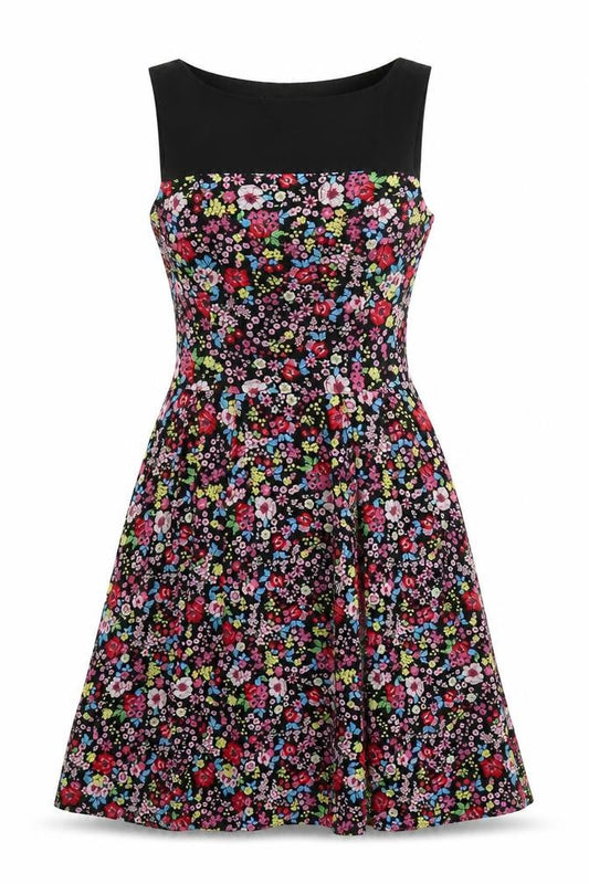 Laura Ashley Womens Multicoloured Floral Fit & Flare Silk Dress UK 12