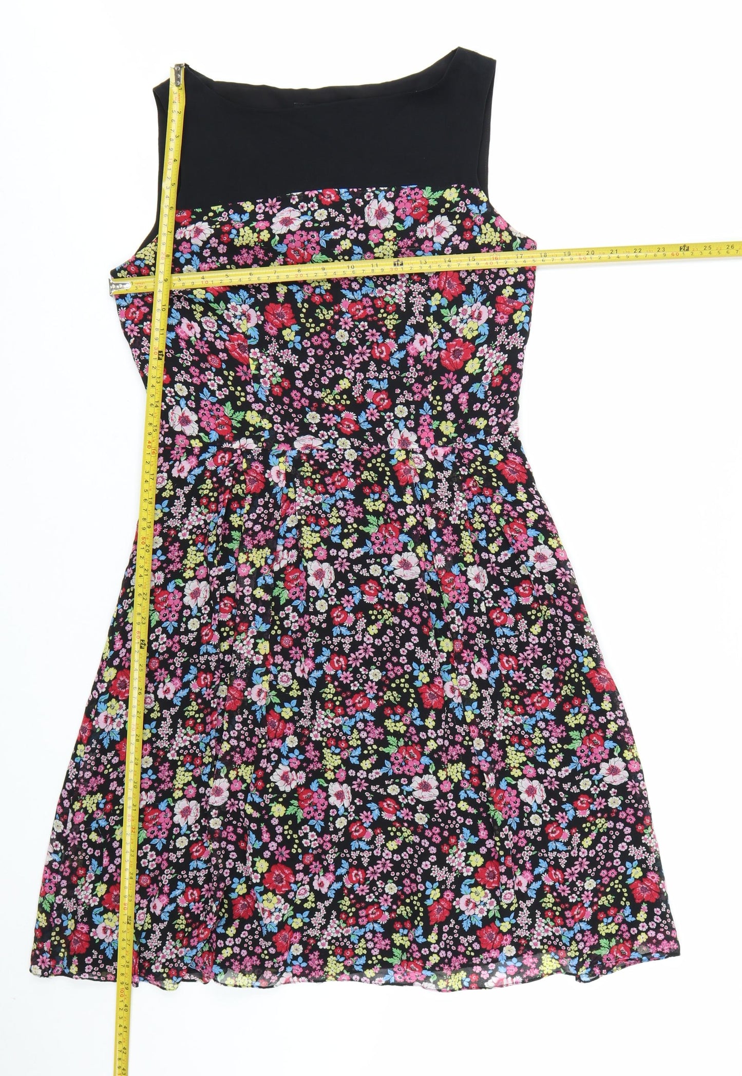 Laura Ashley Womens Multicoloured Floral Fit & Flare Silk Dress UK 12