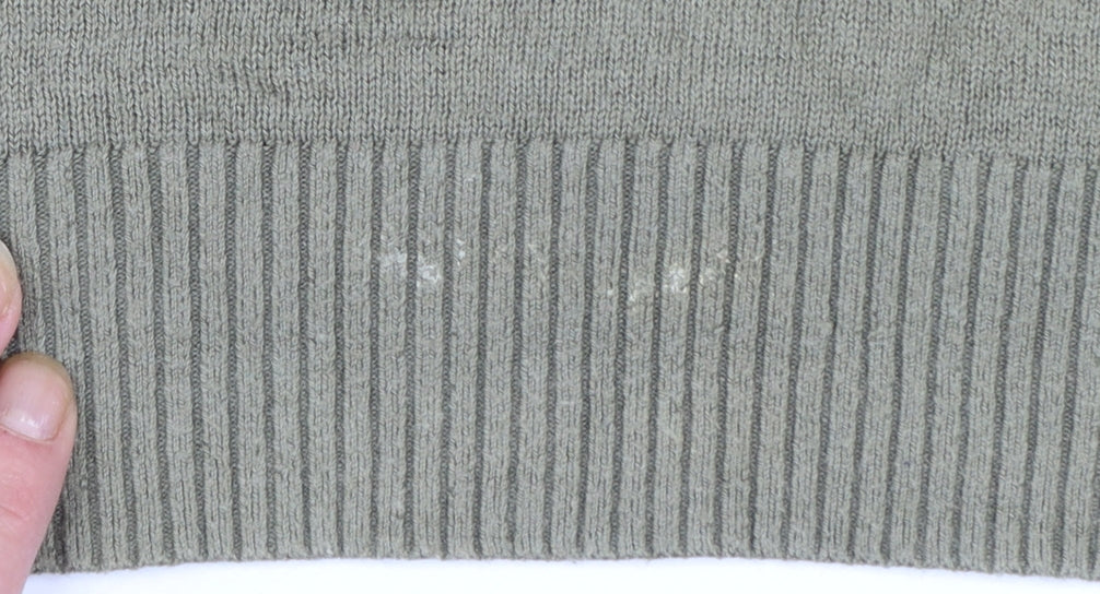 Hollister Men’s Green V-Neck Cotton Blend Pullover Jumper XL