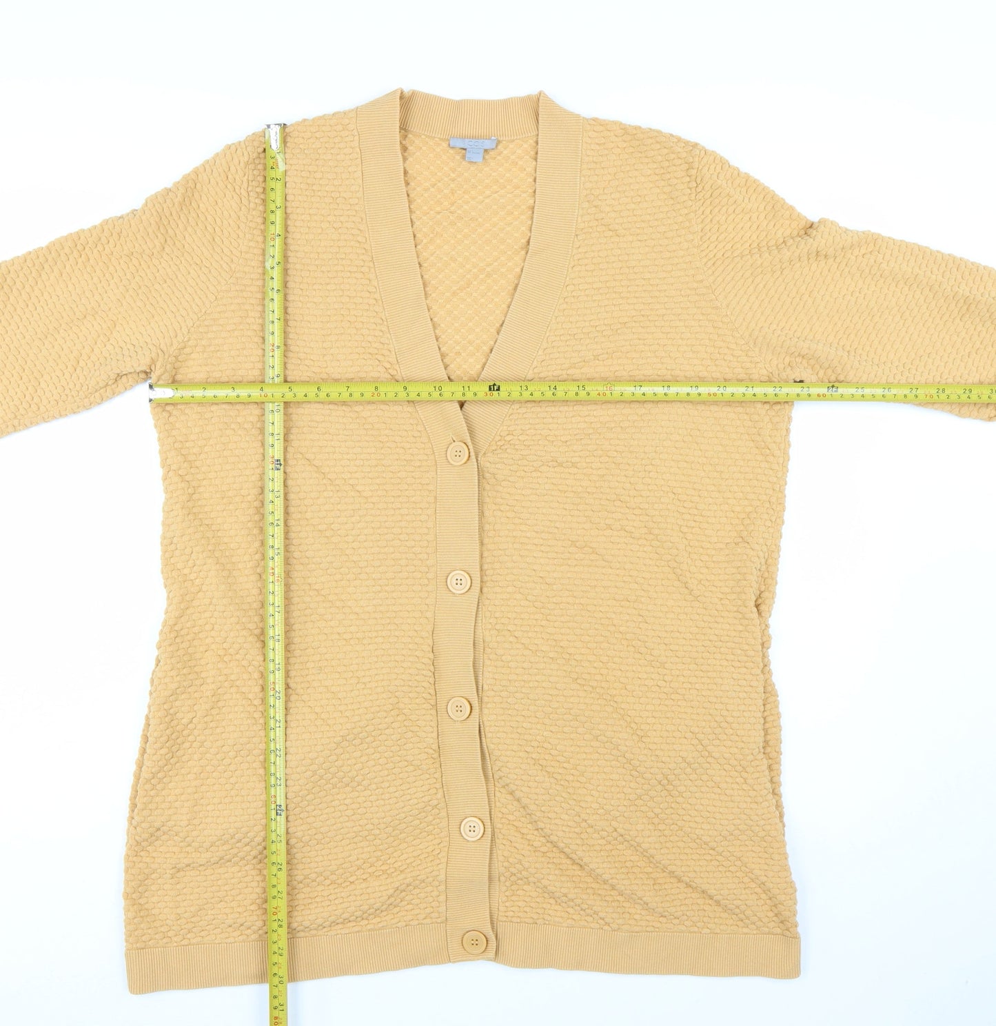 COS Womens Beige Cotton Long Sleeve V-Neck Cardigan Size L