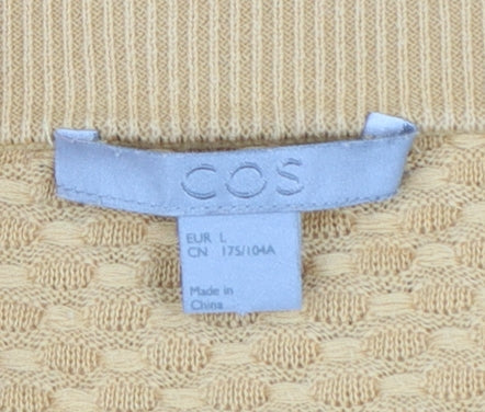 COS Womens Beige Cotton Long Sleeve V-Neck Cardigan Size L