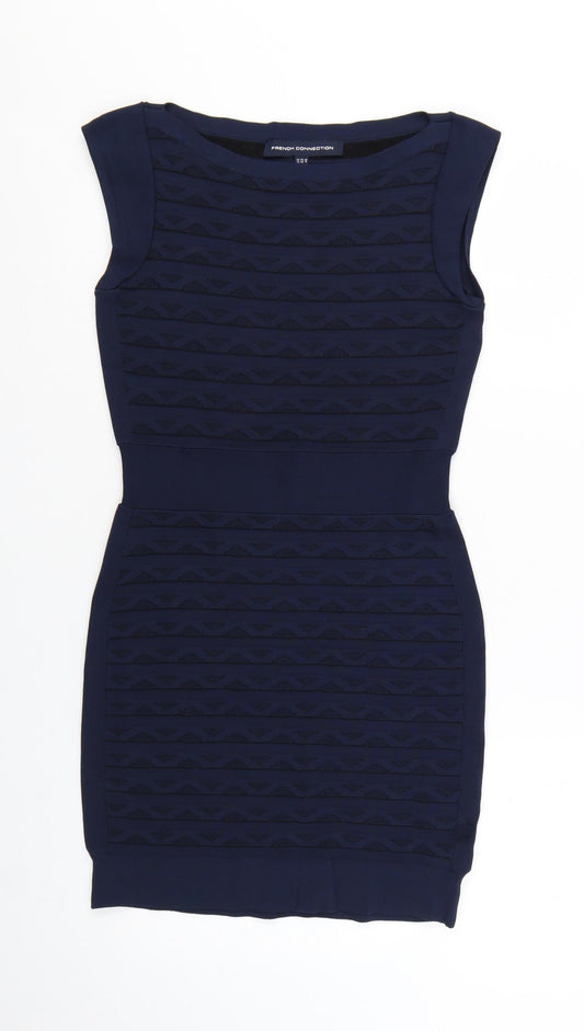 French Connection Womens Blue Bodycon Dress Size 12 Sleeveless