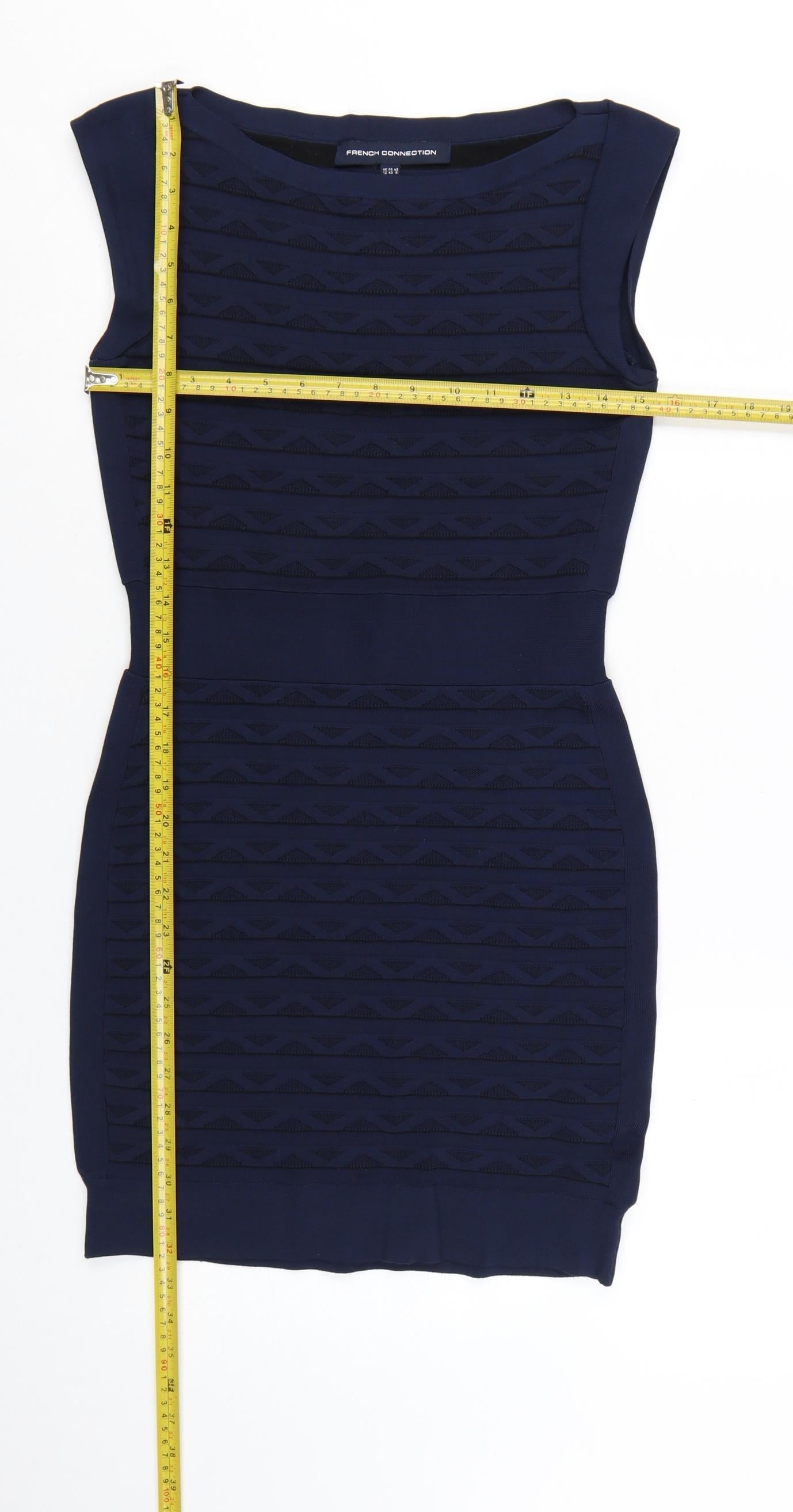 French Connection Womens Blue Bodycon Dress Size 12 Sleeveless