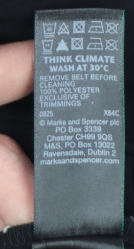 Marks and Spencer Womens Black Size 8 A-Line Belted Short Dress