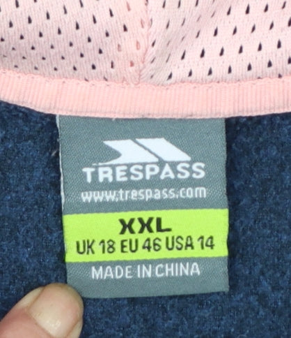 Trespass Womens Blue Fleece Hooded Jacket Size 18 Outdoor Zip Up