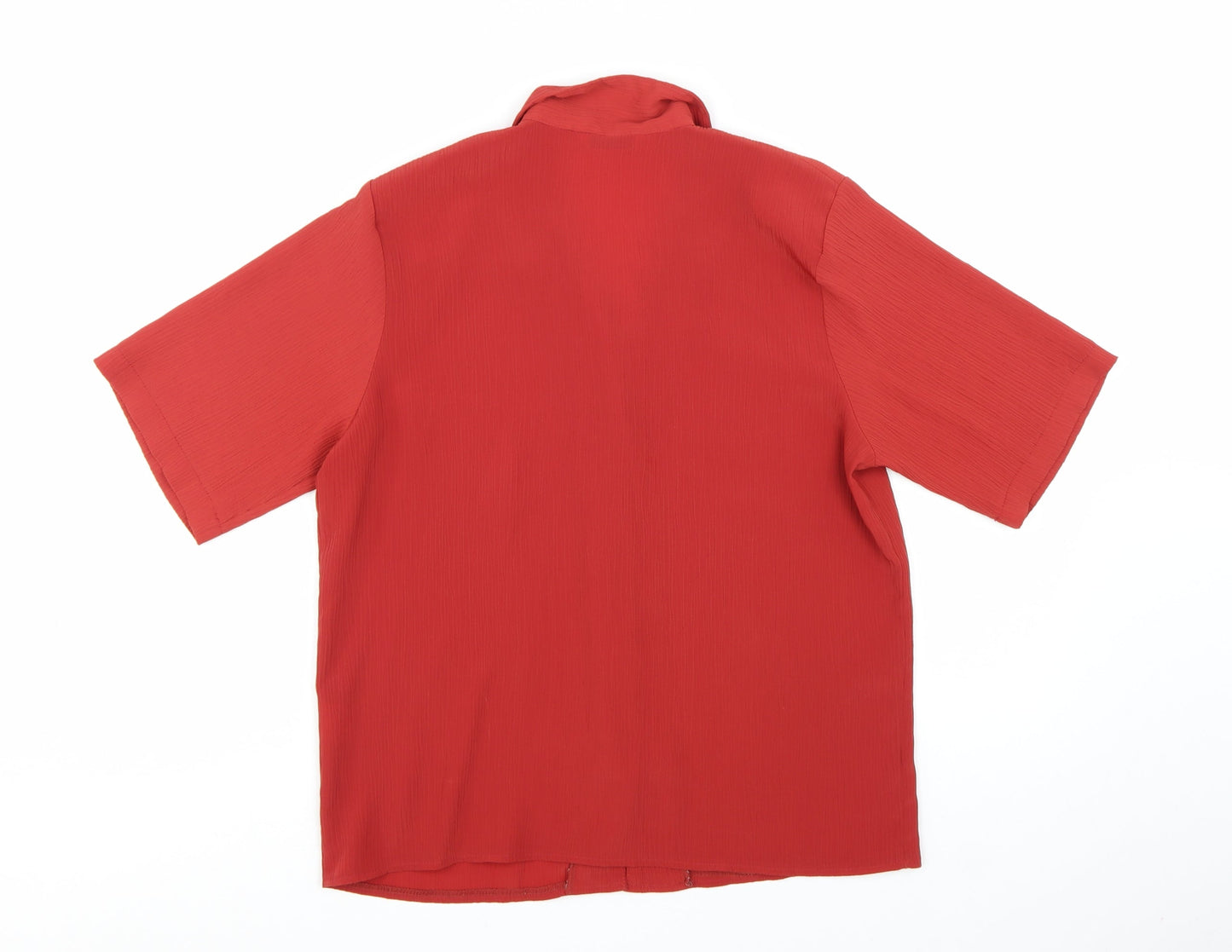 Berkertex Women Red Short Sleeve Collared Button Blouse Size 14