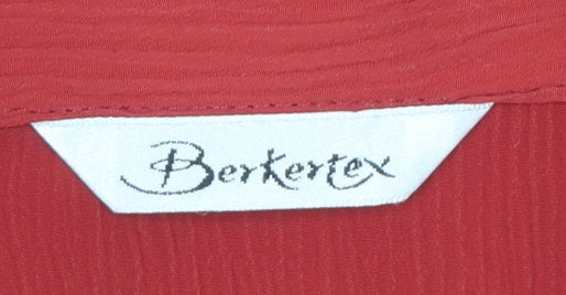 Berkertex Women Red Short Sleeve Collared Button Blouse Size 14