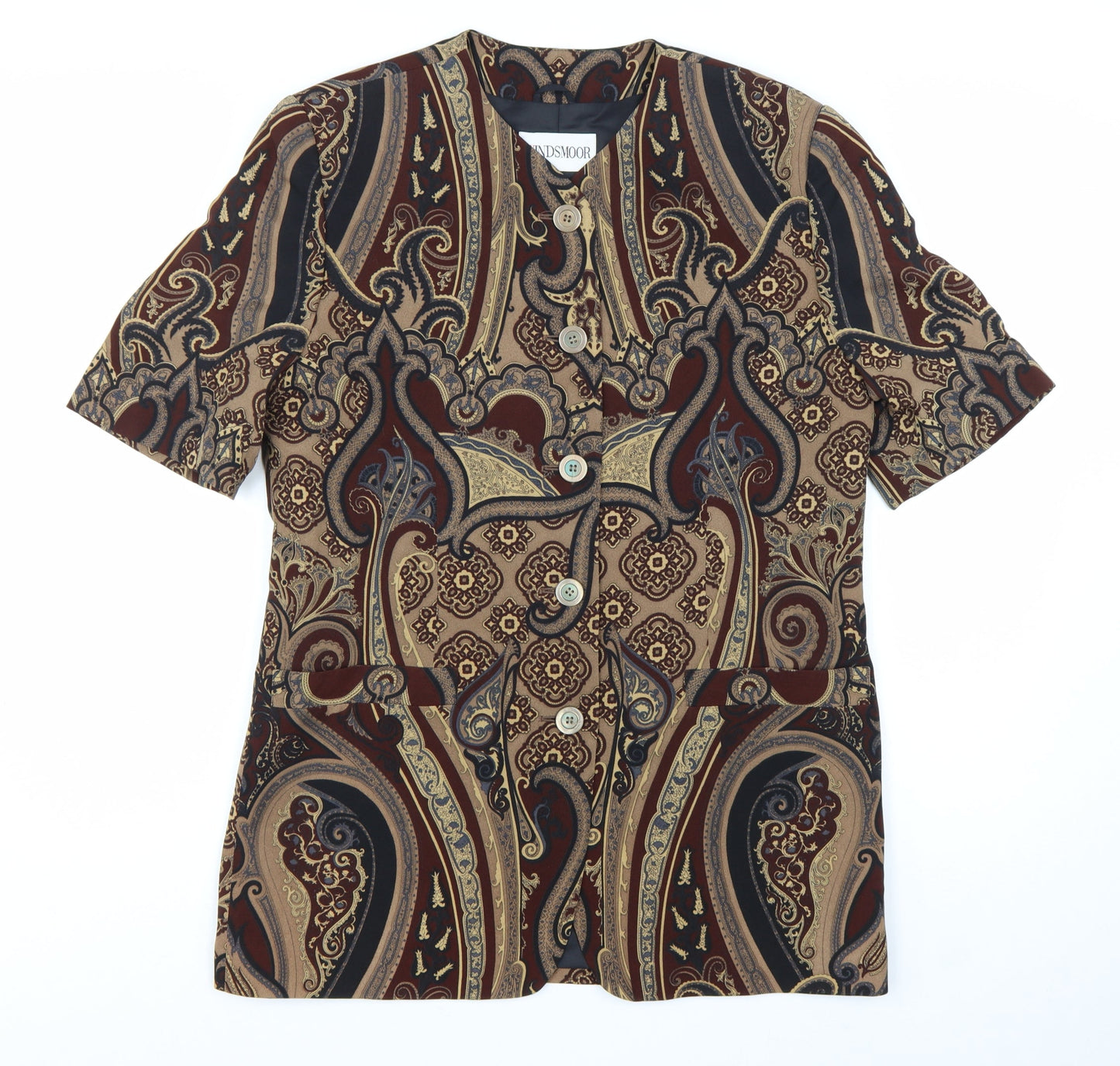 Windsmoor Women’s Brown Paisley Short Sleeve Suit Jacket Size 12