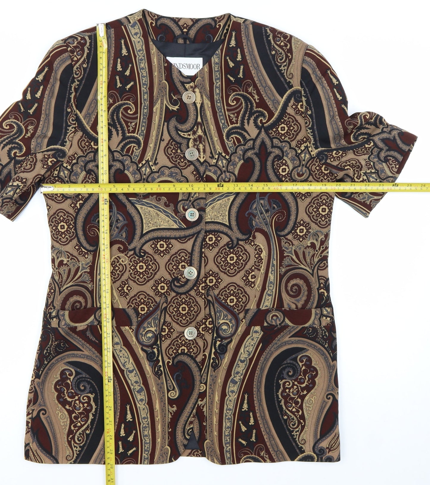 Windsmoor Women’s Brown Paisley Short Sleeve Suit Jacket Size 12