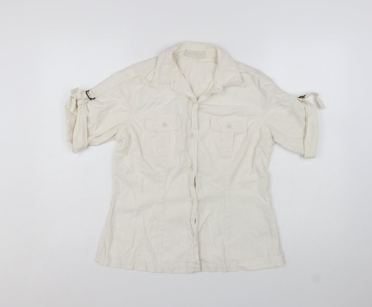 St. Bernard Beige Linen Blend Women's Size 14 Button-Up Shirt