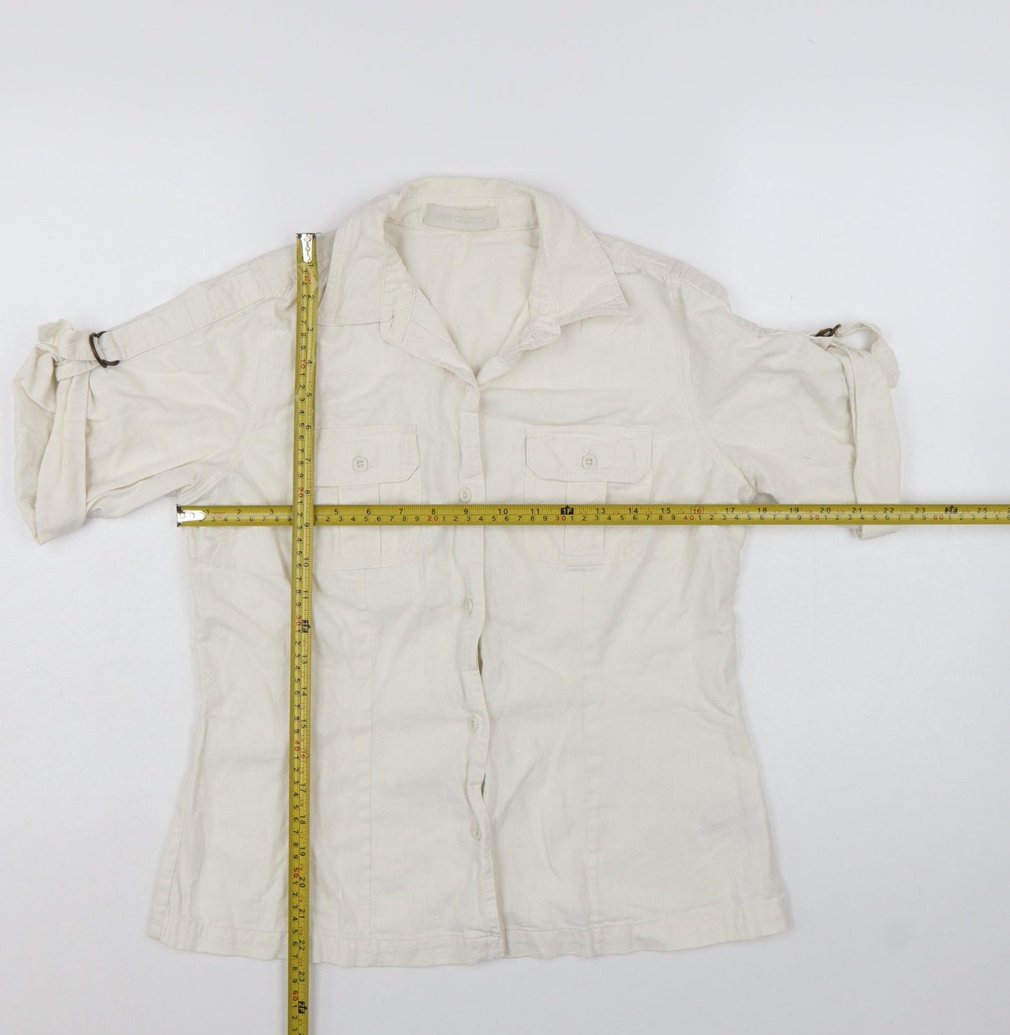 St. Bernard Beige Linen Blend Women's Size 14 Button-Up Shirt