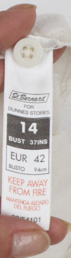 St. Bernard Beige Linen Blend Women's Size 14 Button-Up Shirt