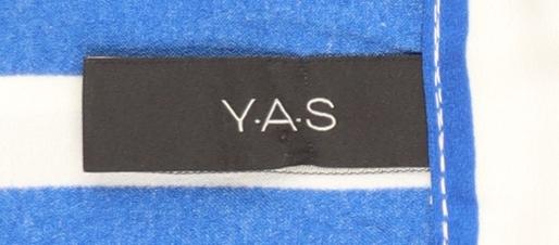 Y.A.S Womens Blue White Striped Collared Short Sleeve Button-Up Shirt Size 10